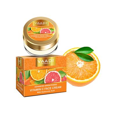 Vaadi Herbals Vitamin C Face Cream With Hyaluronic Acid For Extra Skin Brightening 30 gm - Night Cream