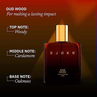 Djokr Oud Wood Perfume For Men - Eau De Parfum, Premium Luxury Long Lasting Fragrance Spray 50 ml - Men Perfumes (Edt/Edp)