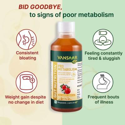Vansaar 45+ Pro Metabolism Booster Apple Cider Vinegar with Natural Pectin Juice 500 ml - Ayurvedic Juices