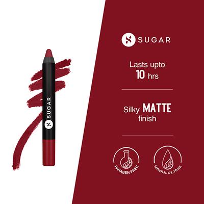 SUGAR Cosmetics Matte As Hell Crayon Lipstick - 12 Baby Houseman (Deep Pink) 2.8 gm - Lip Crayons
