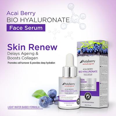Astaberry Indulge Acai Berry Bio Hyaluronate Face Serum for Skin Renew - Delays Ageing 30 ml - Face Serum