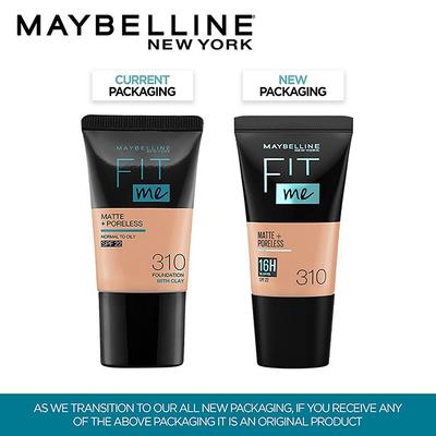 Maybelline New York Fit Me Matte+Poreless Liquid Foundation Tube, 310 Sun Beige 18 gm - Foundation