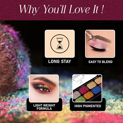Half N Half Moondust Glitter Eyeshadow Pallette, 8 Colors Eye Makeup Palette , B 12 gm - Eye Shadow Palettes