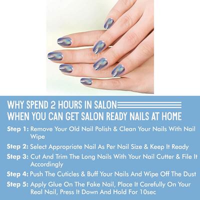 Handmade Press On Gel Nails - Holographic Black 50 gm - Nail Polish
