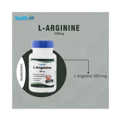 Healthvit L-Arginine 500mg Pre-Workout and Essential Amino Acid-Capsules 60's - Calcium And Minerals