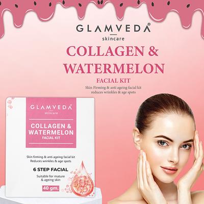 Glamveda Watermelon & Collagen Anti Aging & Skin Firming Facial KitDiy Facial Kit For Women 40 gm - Facial Kits