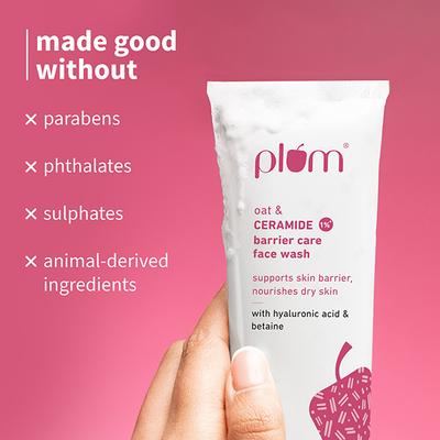 Plum Oat & 1% Ceramide Barrier Care Face Wash Hydrates & Nourishes Skin Non-drying 100 ml - Face Wash & Cleansers