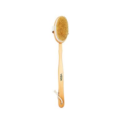 Vega Long Handle Wooden Bath Brush, Detachable For Men & Women, (Nba-1/3) - Loofahs & Sponges