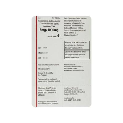 Kombiglyze XR 5/1000mg Tablet 7'S - Diabetes-Ant