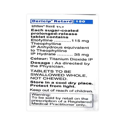 Dericip Retard 150mg Tablet 10'S - Asthma/COPD-Ast