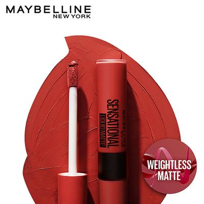 Maybelline New York Sensational Liquid Matte Lipstick, 12 More Than Red 7 ml - Liquid Lipsticks