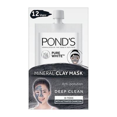 Pond's Pure White Anti Pollution Activated Charcoal Mineral Clay Mask 8 gm - Masks & Peels