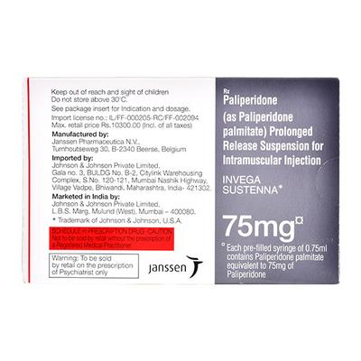 Invega Sustenna 75mg Injection 1'S - Psychosis-Ans