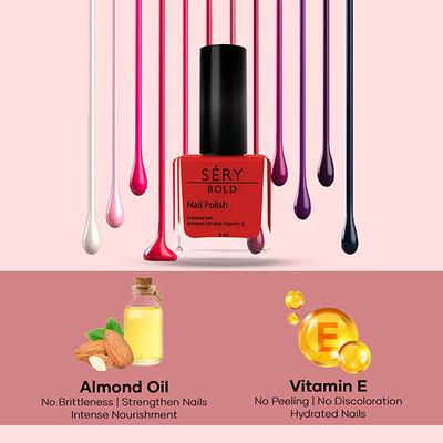 Sery Bold Nail Polish With Almond Oil And Vitamin E, Toxin Free -Melon, MNP-02 8 gm - Nail Polish