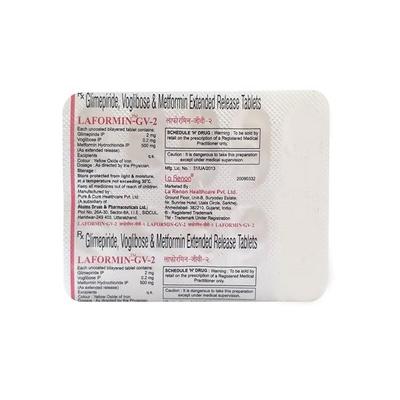 Laformin GV 2/500/0.2mg Tablet 10'S - Diabetes-Ant