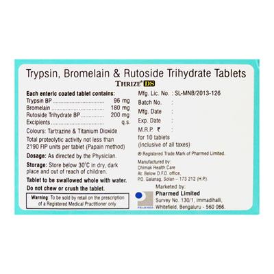Thrize DS Tablet 10'S - Pain relief-Ant