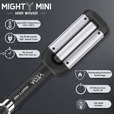 VEGA Professional Mighty Mini Triple Tong Hair Waver, (VPVMS-07) 235g 235 gm - Rollers & Curlers