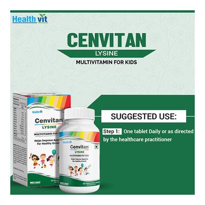 HealthVit Cenvitan Lysine Kids Multivitamin Chewable Tablet 60's - Multi-Vitamins