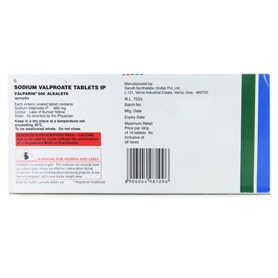 Valparin Alkalets 500 Tablet 10'S - Epilepsy/Convulsion-Ant