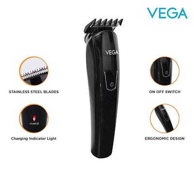Vega T2 Beard Trimmer for Men with 2 Comb Attachment- 0.5mm - 3mm, 45 Mins Runtime, Black (VHTH-14) 1's - Trimmers