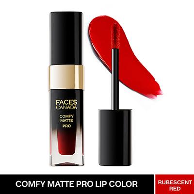Faces Canada Comfy Matte Pro Liquid Lipstick- Rubescent Red 04, 5.5 ml 08HR Stay No Dryness - Liquid Lipsticks