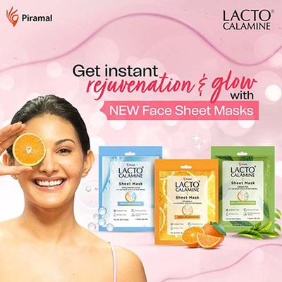 Lacto Calamine Vitamin C Face Sheet Mask Instant Hydration Glycolic Acid and D-Panthenol 30 gm - Sheet Masks