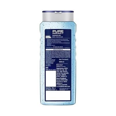 Nivea Men Pure Impact Purifying + Minerals 3In1 Shower Gel 500ml - Shower Gels & Body Wash
