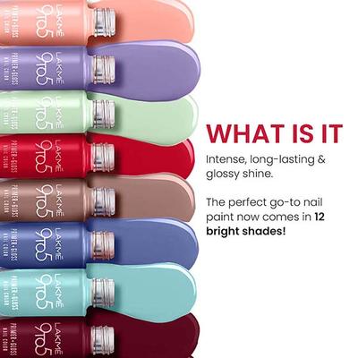 Lakme 9To5 Overtime Shine Nail Colour Coral Haze 6 ml - Nail Polish