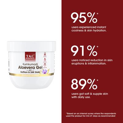 T.A.C - The Ayurveda Co. Kumkumandi Aloevera Gel with 24K Gold Flakes For Radiant & Youthful Skin 100 gm - Face Gels