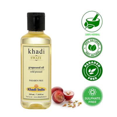Khadi Swati Cold Presses Oil - Grapeseed 210 ml - Personal Care (Ayush)