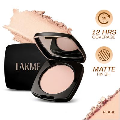 Lakme Forever Matte Compact, Smooth Finish, Lasts for 12 Hrs, Even Toned Look, Pearl, 9 gm - Compact Powder