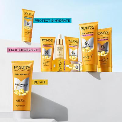 Pond's Sun Miracle SPF 35 PA+++ Creme Gel Sunscreen - Protect and Bright, with Niacinamide 15 gm - Face Sunscreen