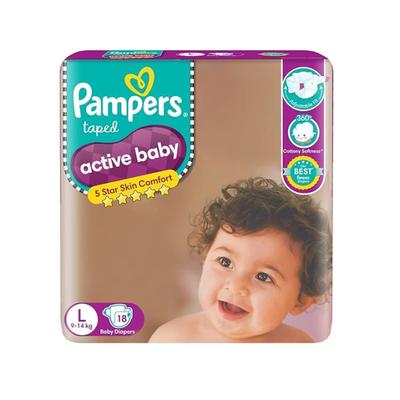 Pampers Active Baby Premium Taped Diaper Pants (L) 18's - Diapers & Wipes