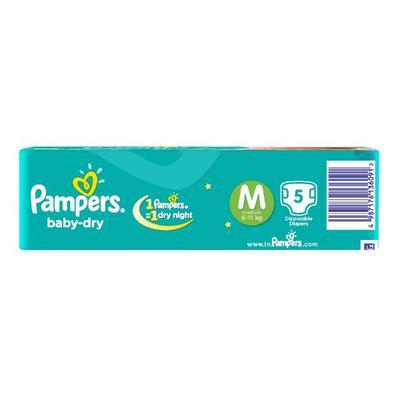 Pampers Baby-Dry (M) 5's - Diapers & Wipes