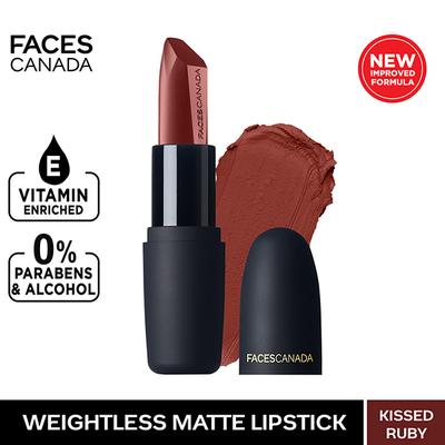 Faces Canada Weightless Matte Lipstick - Kissed Ruby 13 (Maroon), 4.5gm - Lipsticks