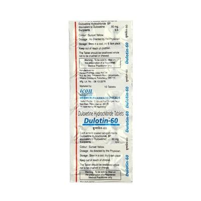 Dulotin 60mg Tablet 10'S - Depression-Ant
