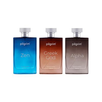 Pilgrim Alpha, Greek God and Zen Premium Perfume with Long-Lasting Fragrance EDP Combo for Men 100ml each 3's - Perfumes (Edt/Edp)