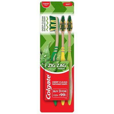 Colgate-Palmolive Colgate Zigzag Neem (Soft) Toothbrush 3's - Toothbrushes