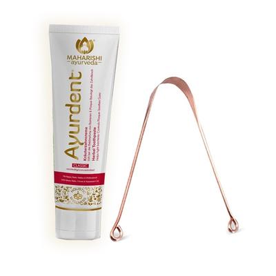 Maharishi Ayurveda Ayurdent Herbal Toothpaste 75 ml & Copper Tongue Cleaner Combo Pack - Toothpaste