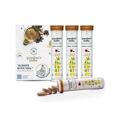 Wellbeing Nutrition Grandma's Kadha -Ayurvedic Natural Immunity Booster, Ayurvedic Kadha for Immunity, Cold, Cough, Sore Throat 15 Tablets - Vitamin C