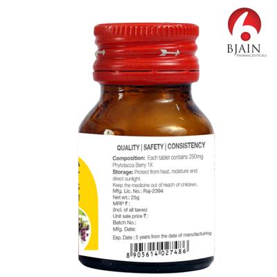 Bjain Phytolacca Berry 1X Tablets 25 gm - Bio-Chemic