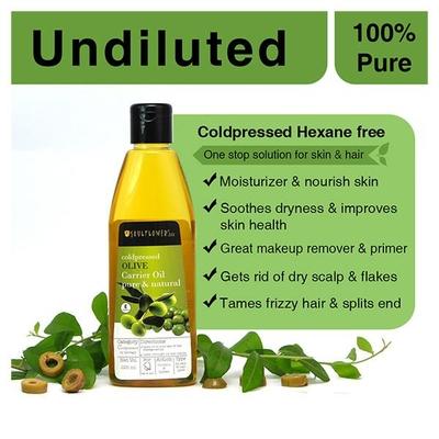 Soulflower Coldpressed Olive Carrier Oil Pure & Natural Vitamin E 225ml - Hair Oils