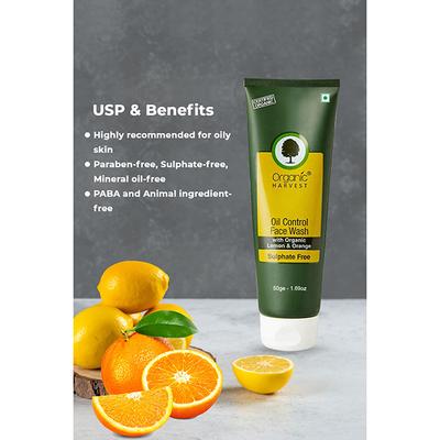 Organic Harvest Oil Control Face Wash - Organic Lemon & Orange 50 gm - Face Wash & Cleansers