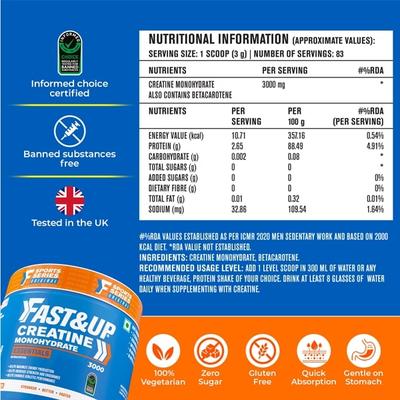 Fast&Up Creatine Monohydrate Powder 250 gm - Workout Essentials