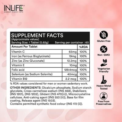 INLIFE Iron Folic Acid Tablets 60's - Multi-Vitamins