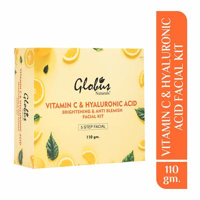 Globus Naturals Anti - Ageing Hyaluronic Acid And Vitamin C Lightening Brightening Facial Kit 110 gm - Facial Kits