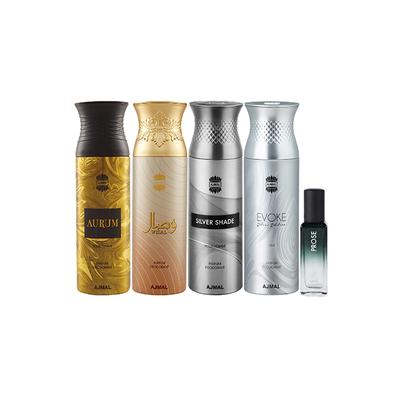 Ajmal Aurum & Wisal & Silver Shade & Evoke silver Edition Homme Deo & Prose EDP Pack of 5 820 ml - Perfumes (Edt/Edp)