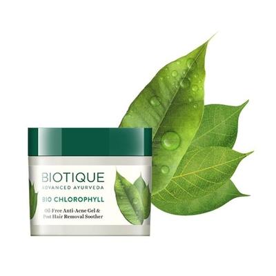 Biotique Bio Chlorophyll Oil Free Anti-Acne Gel & Post Hair Removal Soother for Oily & Acne Prone 50 gm - Scrubs & Exfoliants