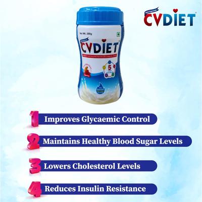 CVDIET Sugarfree Powder - Kesar Badam Flavour - 200 g - Vital Health