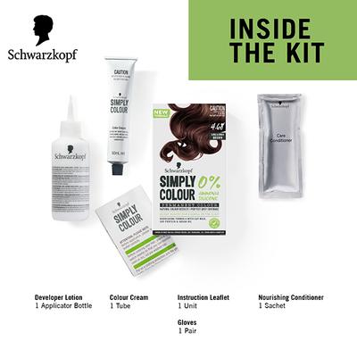 Schwarzkopf Simply Colour Permanent Hair Colour For 100% Grey Coverage - 4.68 Chestnut Brown 142.5 ml - Crème